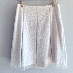 Clio adorable vintage white eyelet midi skirt, side zip, fully lined, size 8